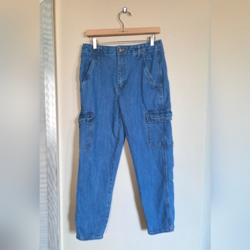 Universal Thread Boyfriend Blue Denim Cargo Jeans Pants Classic Timeless Y2k